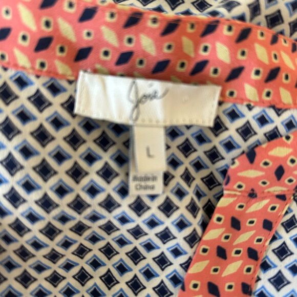 Joie 100% Silk Blouse Large Blue, Navy, White - Picture 3 of 7